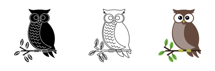 Fototapeta premium Owl set icon on white background