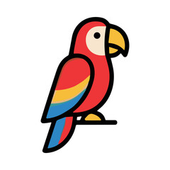 Fototapeta premium A Vibrant Red, Blue, and Yellow Parrot Perched on a Simple Yellow Leg