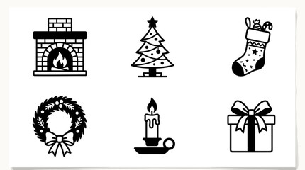Fototapeta premium Minimalist Christmas Holiday Icon Set
