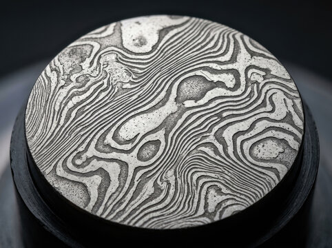 Intricate pattern of Damascus steel showcasing unique textures and designs, highlighting