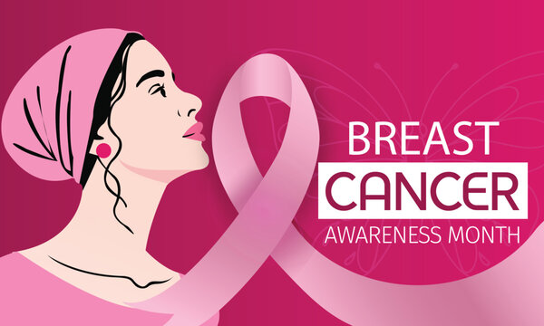 Breast Cancer Awareness Month Illustration with Pink Ribbon