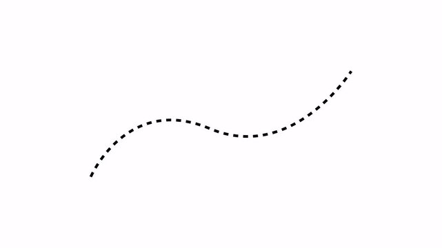 Dotted one path to another path animation. Dashed Path icon from Start to End Point motion graphics. Goal concept 4k video footage