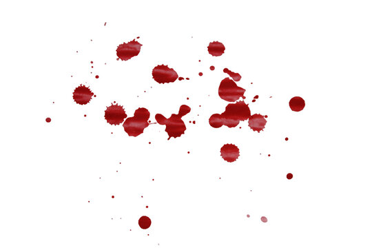 Small red blood drops and splatters for minimalist horror design and Halloween concepts on a transparent background