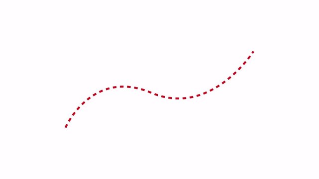 Dotted one path to another path animation. Dashed Path icon from Start to End Point motion graphics. Goal concept 4k video footage