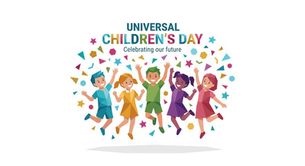Fototapeta premium Happy Children Celebrating Universal Children's Day