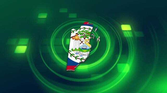 Belize Flag on its Country Map, 3D Map Flag Opener Suitable for Politics, Elections, Travel, News and Sports Events and Presentations