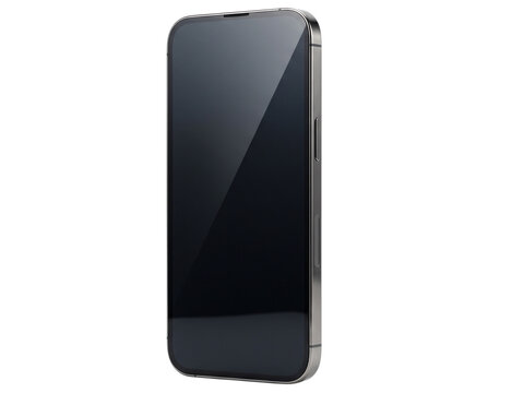 Black smartphone mockup on white background set, blank mobile phone screen, realistic device shell for app UI presentation