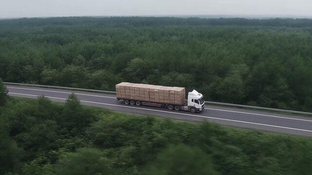 Road transport truck industry forest nature highway car delivery