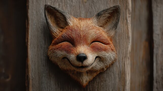 Cute little fox head with smile, A cute fox head with a cheerful smile, featuring bright eyes and soft fur