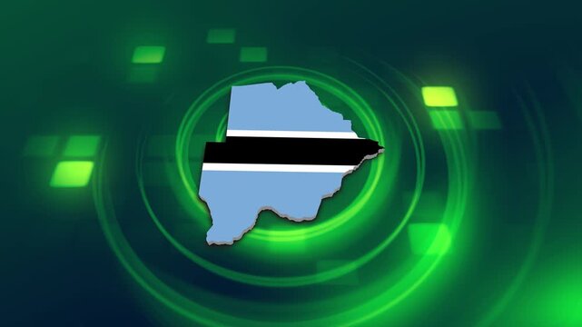 Botswana Flag on its Country Map, 3D Map Flag Opener Suitable for Politics, Elections, Travel, News and Sports Events and Presentations