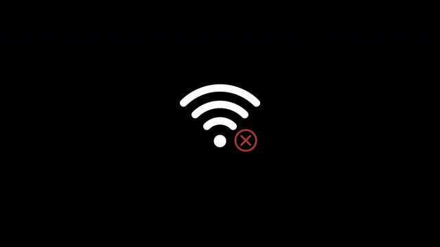 No wifi signal animation with alpha channel on 4k. Signal network error, lost wireless
