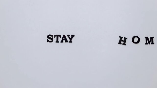 typography stay home abstract black letters on white background