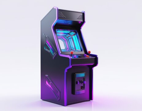 Classic arcade machine, nostalgic entertainment concept, isolated on white background
