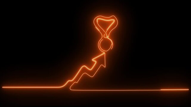 Continuous One Line Drawing Animation Of Glowing Arrow Leading To Gold Medal Concept
