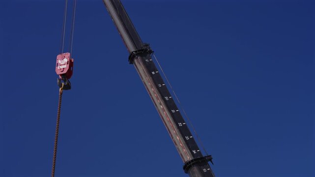 Mobile Crane Boom With Suspended Lifting Hook