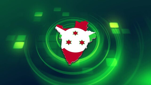 Burundi Flag on its Country Map, 3D Map Flag Opener Suitable for Politics, Elections, Travel, News and Sports Events and Presentations