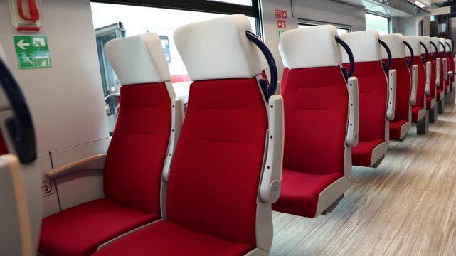 New electric railcar from the inside.