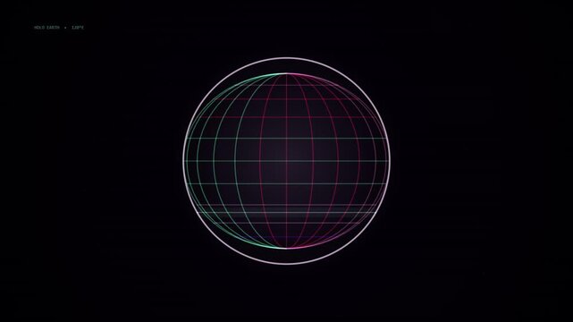 Digital globe animation with grid overlay and glowing lines