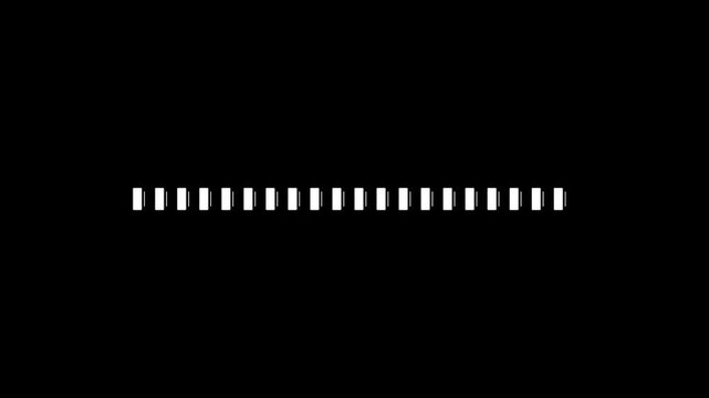 Line audio wave visualization transparent. Minimalist monochrome audio wave visualizer. Alternating Stutter Glitch Level Meter Audio Spectrum HD 1080p 15s