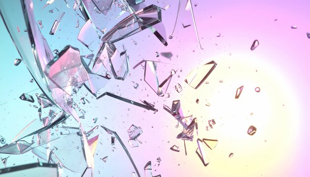 Shattered Glass with Soft Pastel Gradient Background