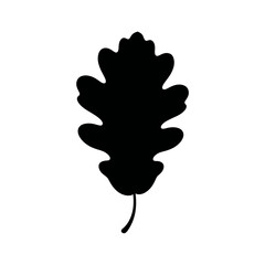 Fototapeta premium Black Oak Leaf Icon, Silhouette Vector Graphic, Simple Botanical Element, Minimalist Nature Symbol, Autumn Decoration Illustration isolated on White Background leaf