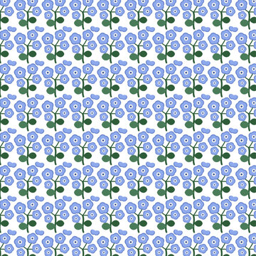 Charming azure omphalodes spring flower botanical seamless repeat pattern design