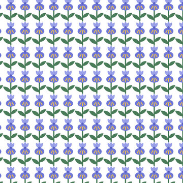 Stylized lavender iris flower rows seamless pattern vector design