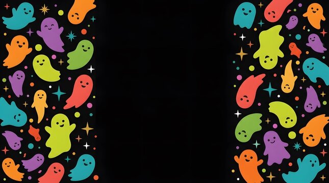 Colorful seamless pattern of halloween ghosts or shapes wonderfully produced