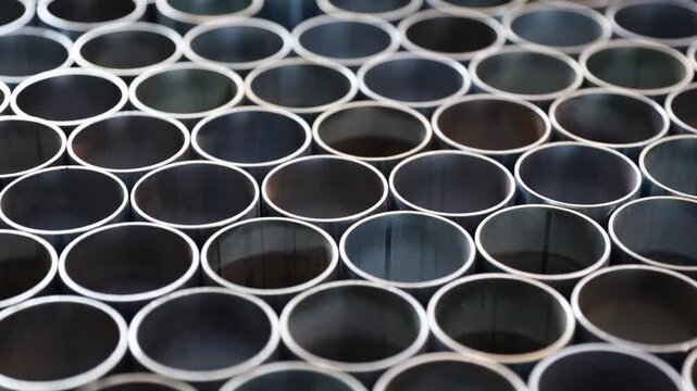 Industrial metal pipes in a factory