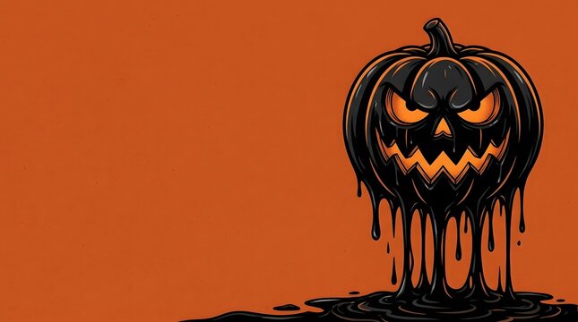 Glowing scary Halloween pumpkin jack-o-lantern magnificently illuminated