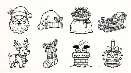 Obraz premium Hand Drawn Christmas Icons Set