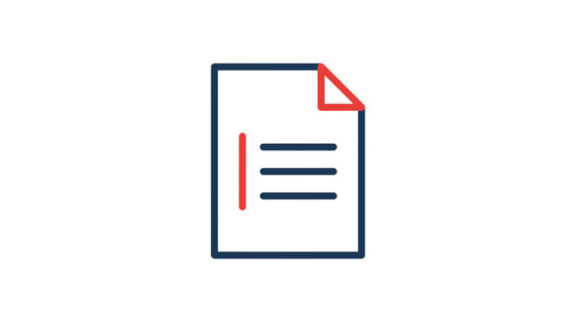 Isolated Document Icon with Text Lines and Corner Fold