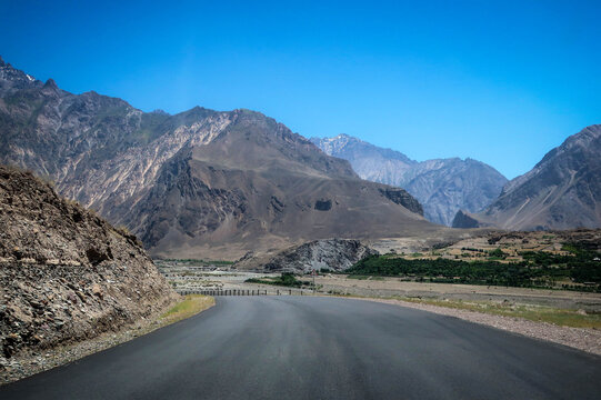 Wild landscape of Pamir Highway near Khorog town, Tajikistan