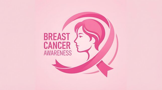 A beautiful illustration featuring a profile of a woman and a pink ribbon for breast cancer awareness month pink ribbon campaign to support medical research