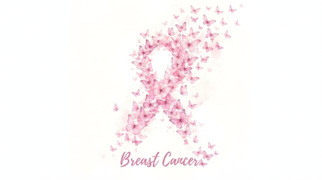 A beautiful artistic illustration featuring a pink ribbon design for breast cancer awareness month pink ribbon campaign to support women fighting against this serious disease