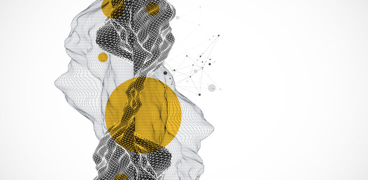Abstract art wireframe background. Modern science or technology art elements. Surface illustration.
