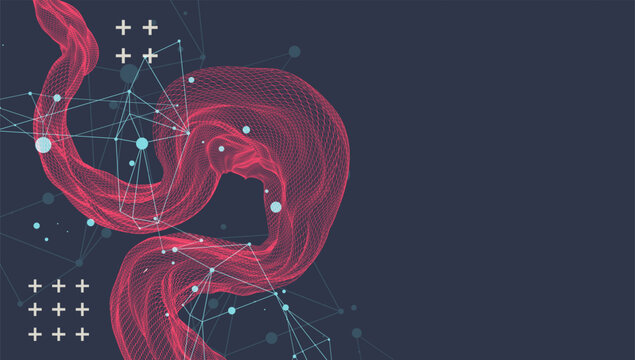 The abstract wave is made in a frame style. Template for science and technology presentation. Vector art.