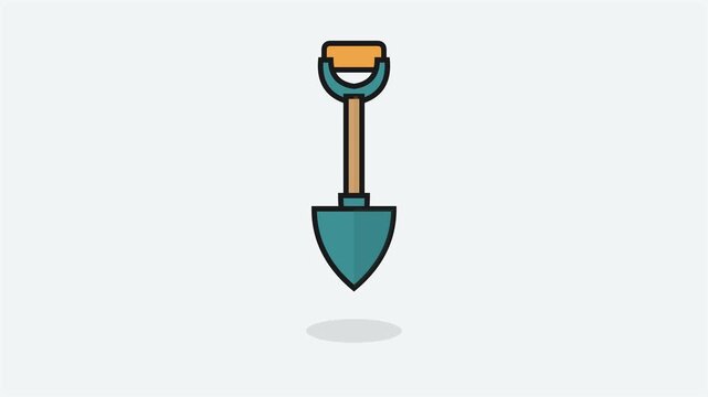 Animated Flat Vector Shovel Icon Rotating in Motion