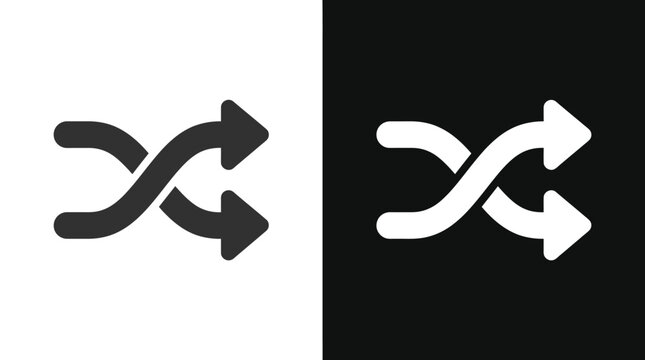 Intertwined shuffle arrows represent random music playback and direction switching for modern digital user interface software