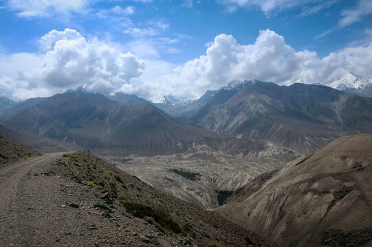 Wild mountains view of Wakhan Corridor, Langar area, Pamir Highway, Tajikistan