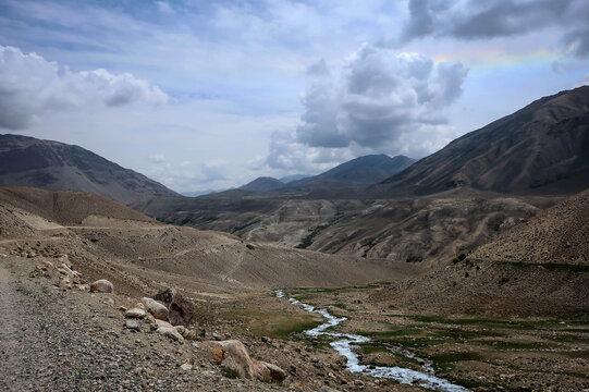 View of Panj river and Afghan-Tajik border near Langar village