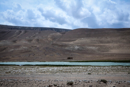 Panj River view near Langar village, Afghan border, Tajikistan