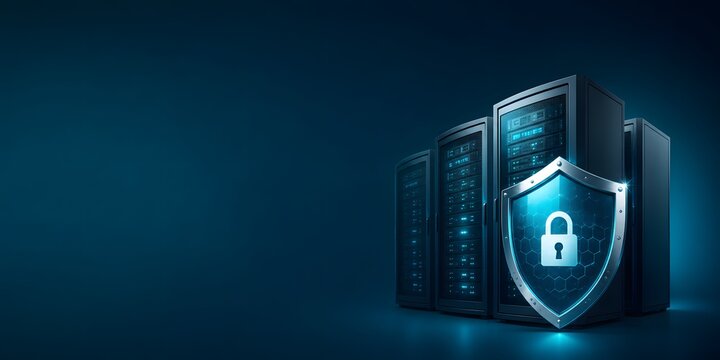 Secure server room, data protection shield, cyber security