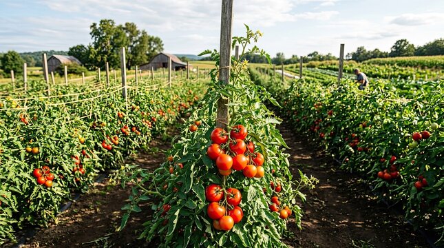 tomato plants in a field