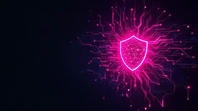 Neon Shield Cybersecurity Network Glowing Circuit Protection for Digital Data Security