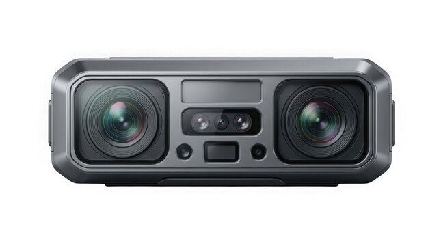 dual lens digital car dashcam video recorder camera isolated on transparent background