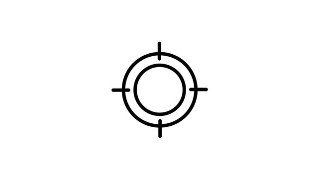 Focus flat vector line icon target circle surrounded by concentric rings and cross-hairs.