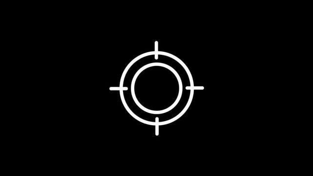 Focus flat vector line icon target circle surrounded by concentric rings and cross-hairs.