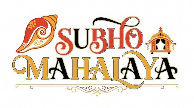 Subho Mahalaya festive greeting typography with elegant traditional Bengali decoration