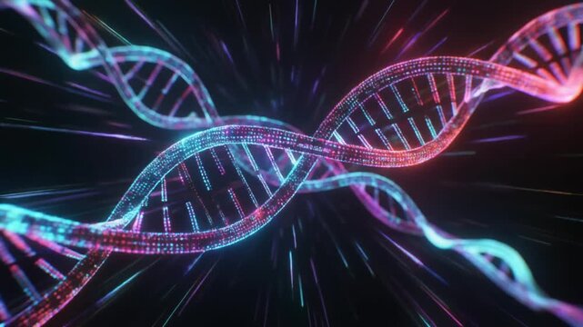 3D DNA Double Helix Intertwined, Science, Genetics, Biotechnology, Medical Research, Molecular Structure